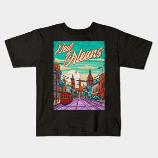 New Orleans Louisiana Art Kids T-Shirt